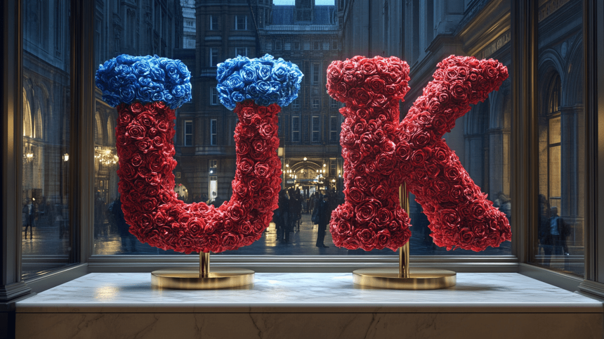 British Rose Art – Red, White & Blue Sculptures - Imaginary Worlds