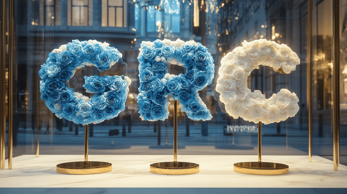 Greek Rose Gifts – Blue & White Sculptural Elegance - Imaginary Worlds