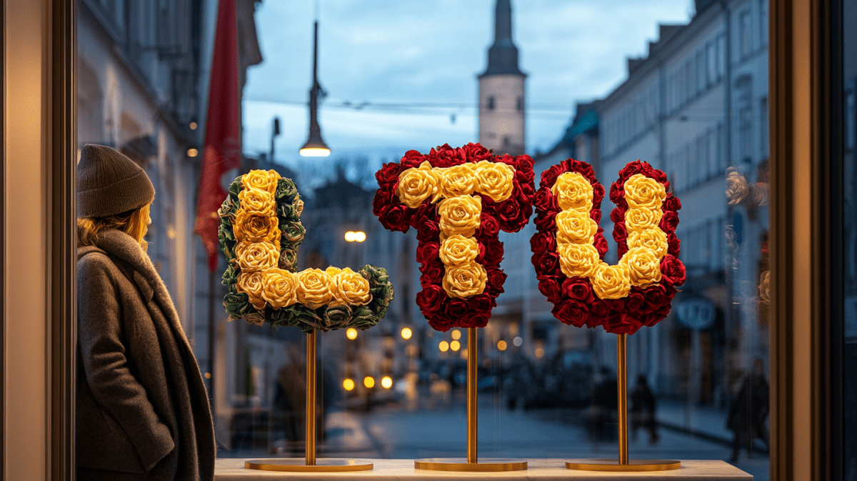 Lithuanian Rose Art – Yellow, Green & Red Expression - Imaginary Worlds