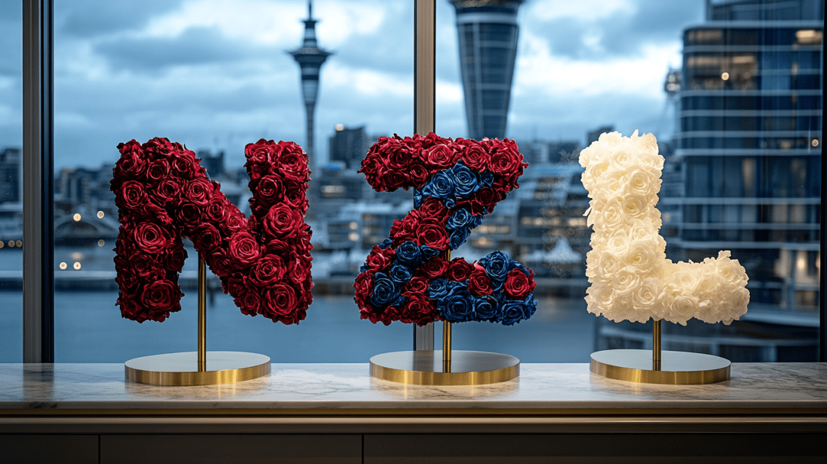 Rose Sculptures for New Zealand – Black, White & Red - Imaginary Worlds