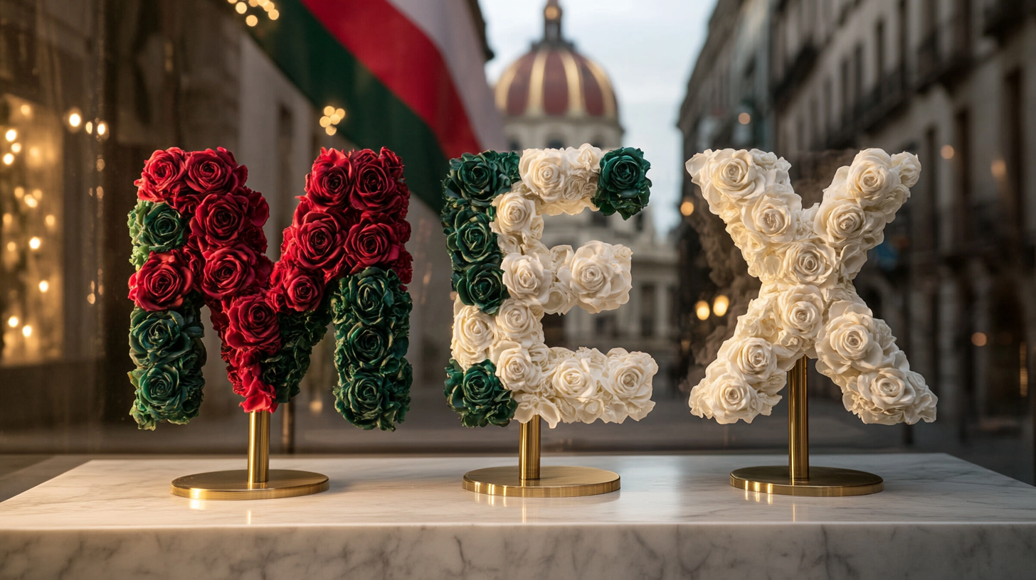 Rose Art for Mexico – Green, White & Red Elegance