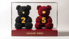 Black and Burgundy Rose Bear Set with Golden Accents - Imaginary Worlds