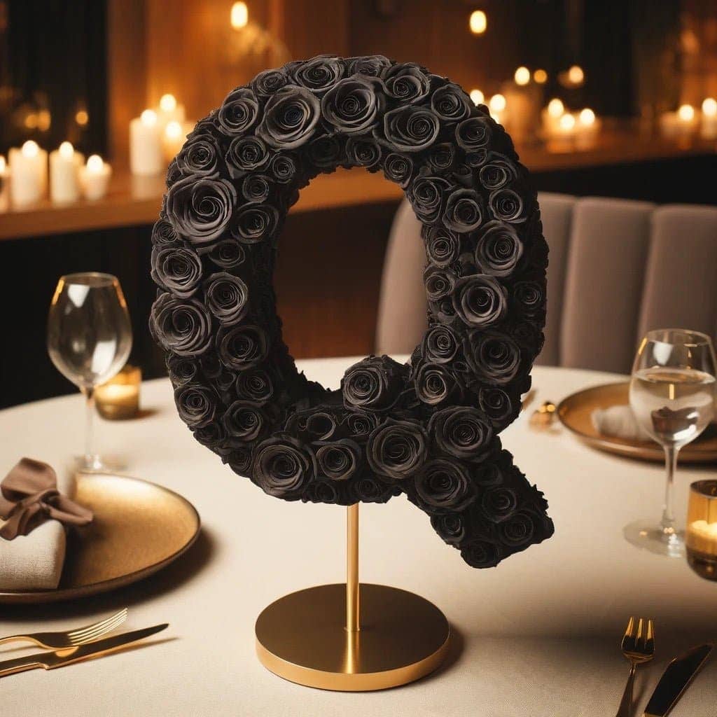 Black Rose Eternal Letter Q Lamp - Imaginary Worlds