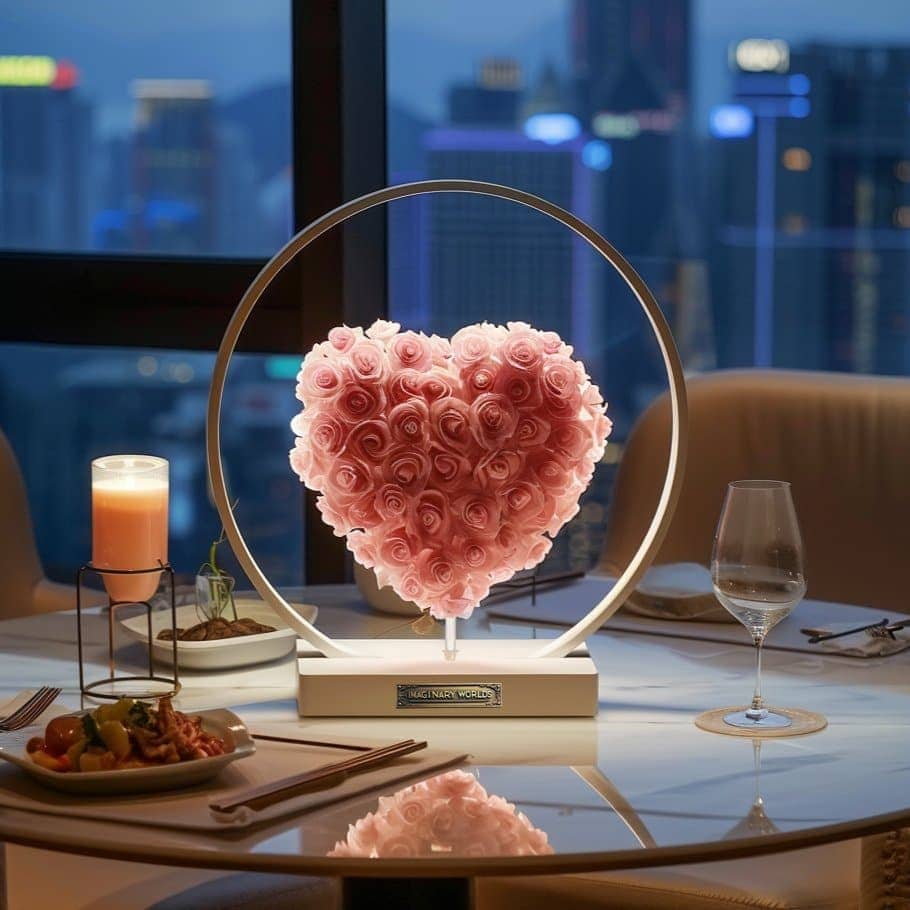 Blooming Heart: 3D Heart-Shaped Flower Lamp - Imaginary Worlds