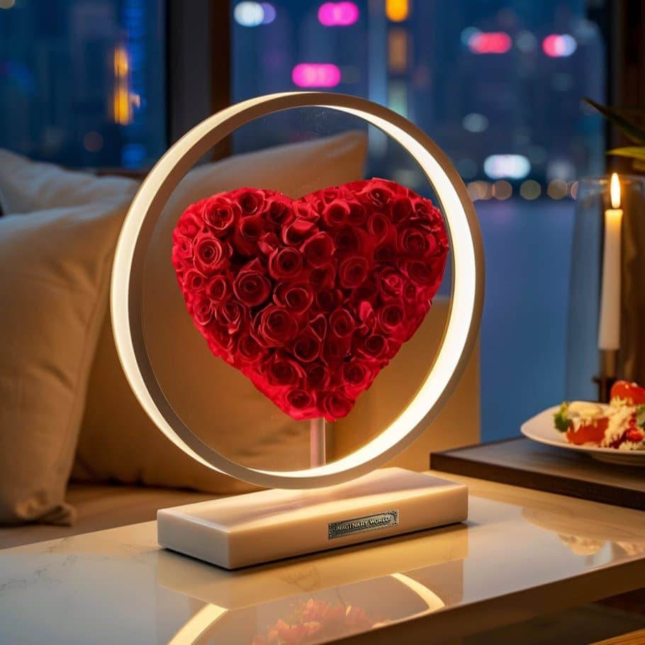 Blooming Heart: 3D Heart-Shaped Flower Lamp - Imaginary Worlds