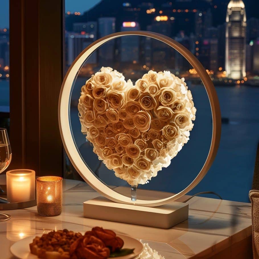 Blooming Heart: 3D Heart-Shaped Flower Lamp - Imaginary Worlds