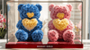 Blue and Pink Rose Bear Set with Pink and Yellow Hearts - Imaginary Worlds