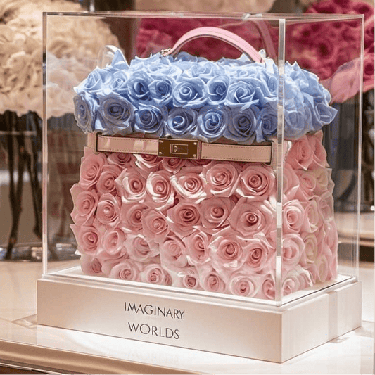 Eternal Bloom Pink and Baby Blue Rose Bag - Imaginary Worlds