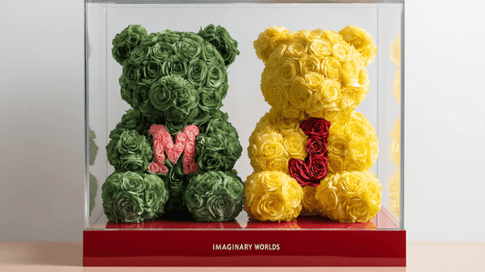 Green and Yellow Rose Bear Set with Letter Accents - Imaginary Worlds