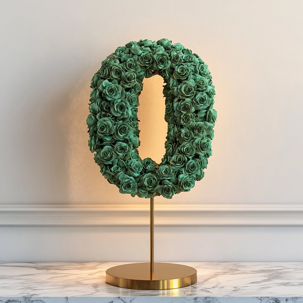 Green Rose Eternal Number 0 Lamp - Imaginary Worlds