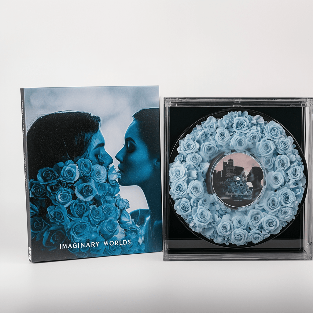 Imaginary Worlds Custom Vinyl Rose Box – Light Blue Roses Edition - Imaginary Worlds
