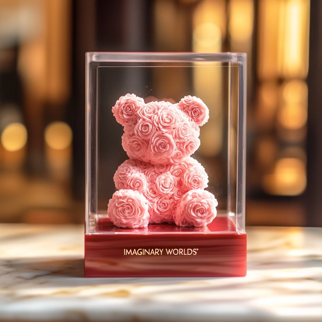 Light Pink Preserved Rose Bear - Imaginary Worlds