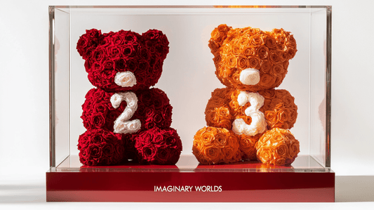 Orange and Teal Rose Bear Set with Red Numbers - Imaginary Worlds