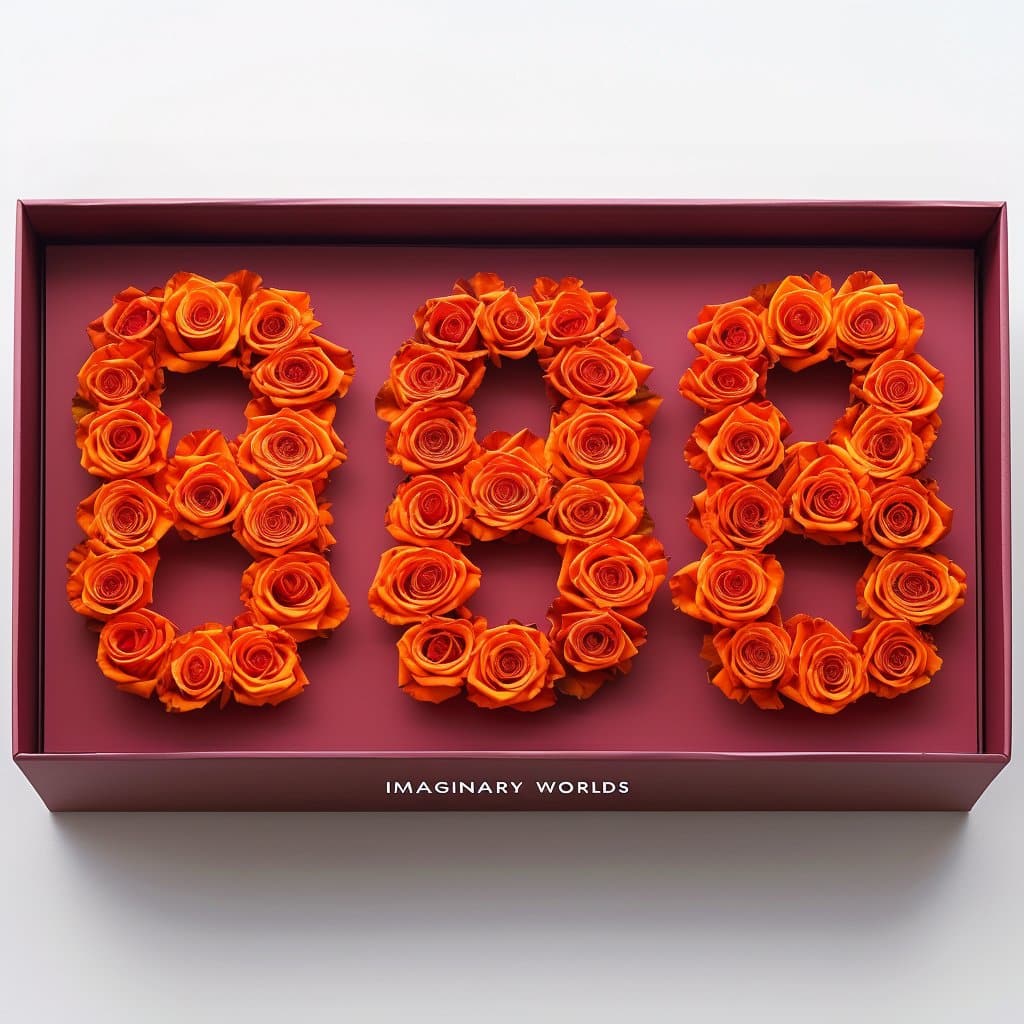 Orange Roses 888 Rose Box - Imaginary Worlds
