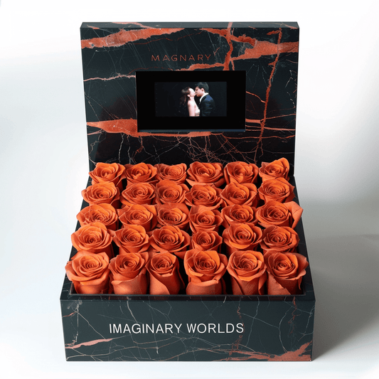 Orange Roses Forever Multimedia Keepsake Box - Imaginary Worlds