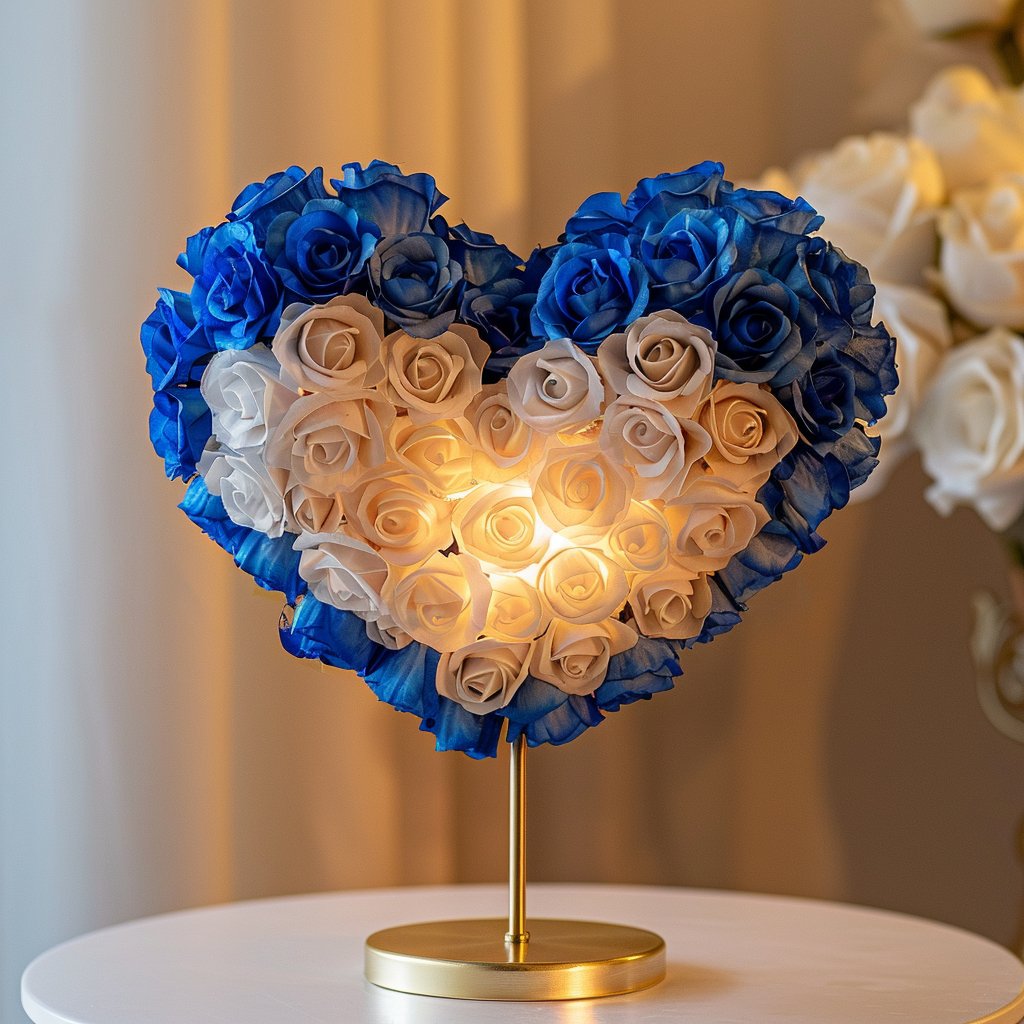 Poseidon and Amphitrite Mixed Rose Heart Lamp - Imaginary Worlds