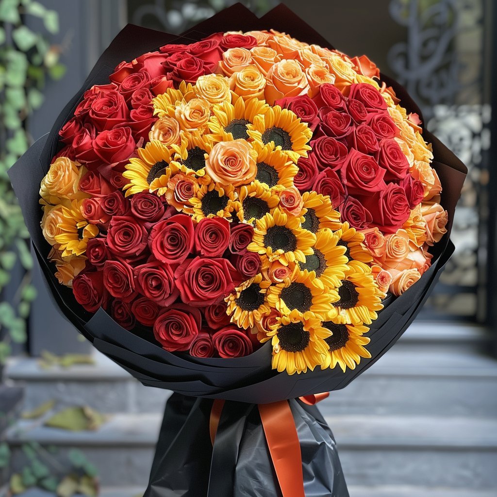 Preserved Roses and Sunflower Bouquet - Imaginary Worlds
