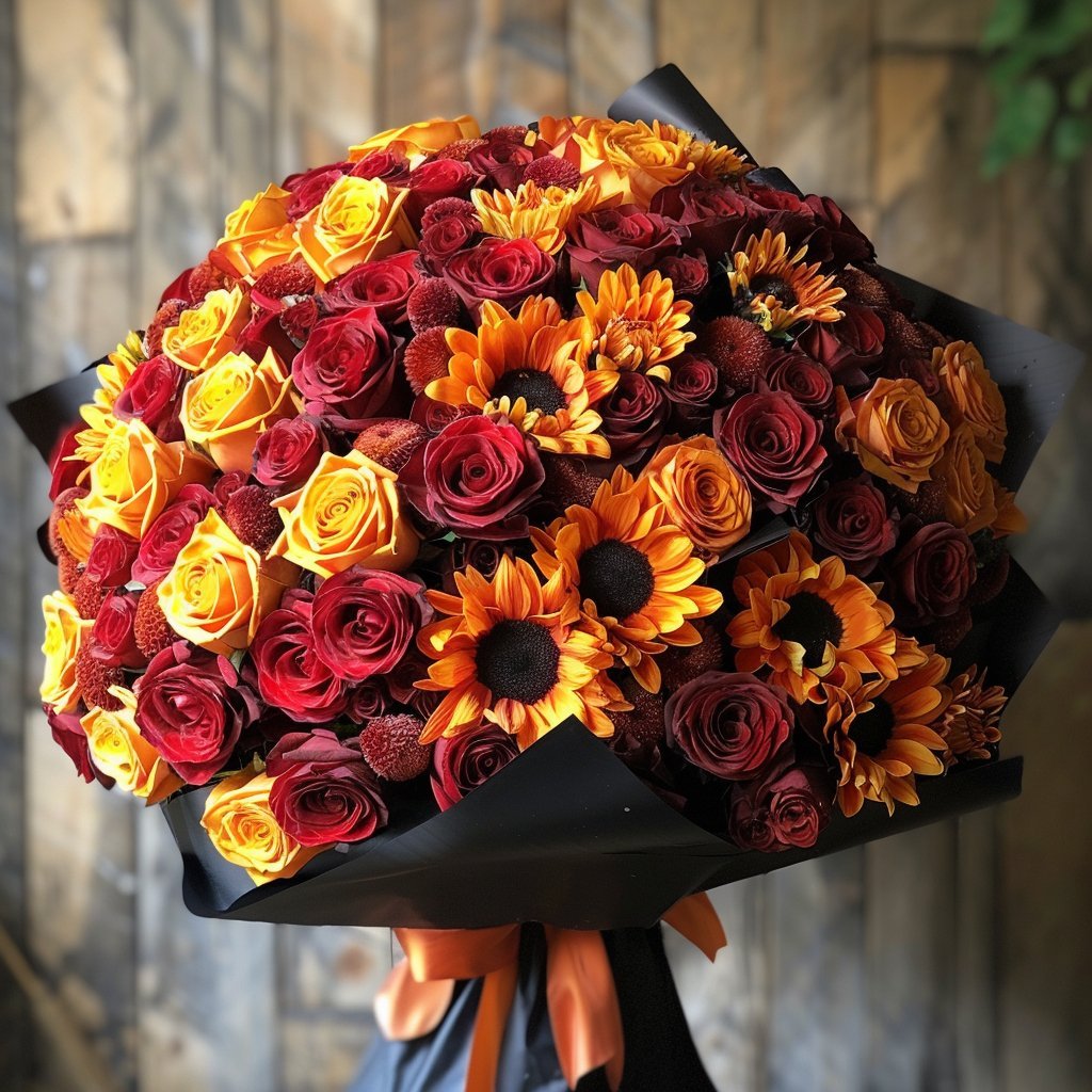 Preserved Roses and Sunflower Bouquet - Imaginary Worlds