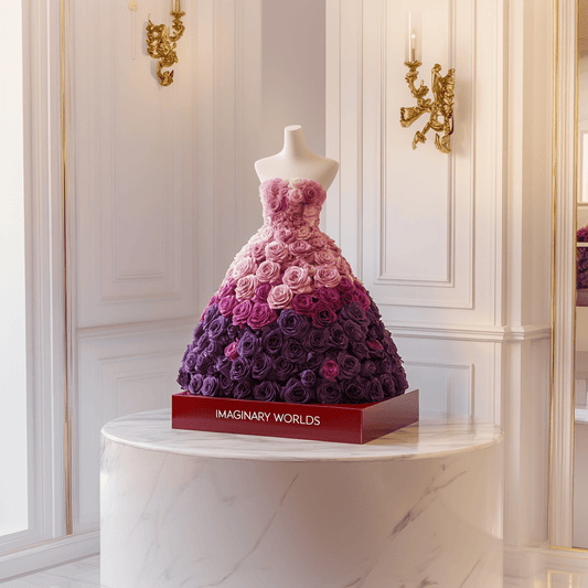 Purple Gradient Rose Dress Sculpture - Imaginary Worlds