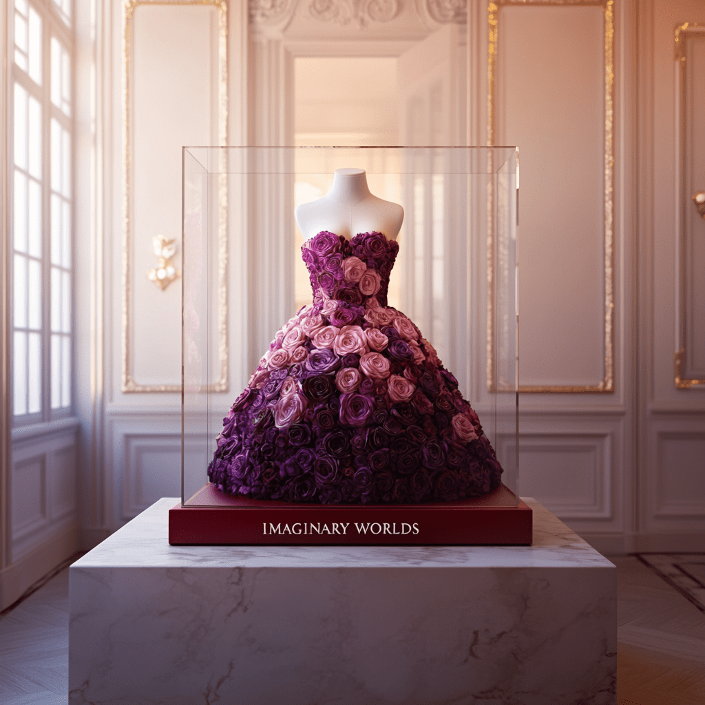 Purple Gradient Rose Dress Sculpture - Imaginary Worlds