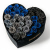 Quartet of Serenity Roses in Heart - Shaped Black Box - Imaginary Worlds