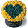 Yellow Ramo Buchon with Teal Rose Heart - Imaginary Worlds