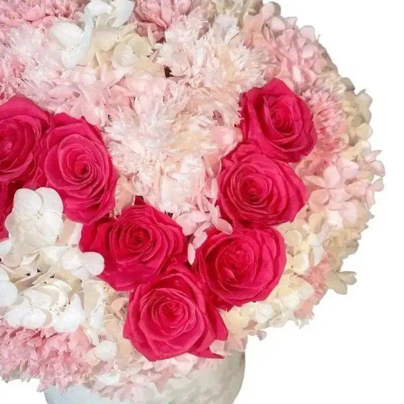 Pink Flowers Elegance: Forever Roses Letter in a Rose Box - Imaginary Worlds