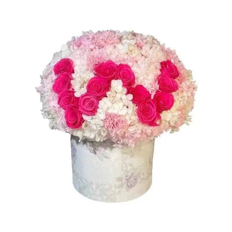 Pink Flowers Elegance: Forever Roses Letter in a Rose Box - Imaginary Worlds