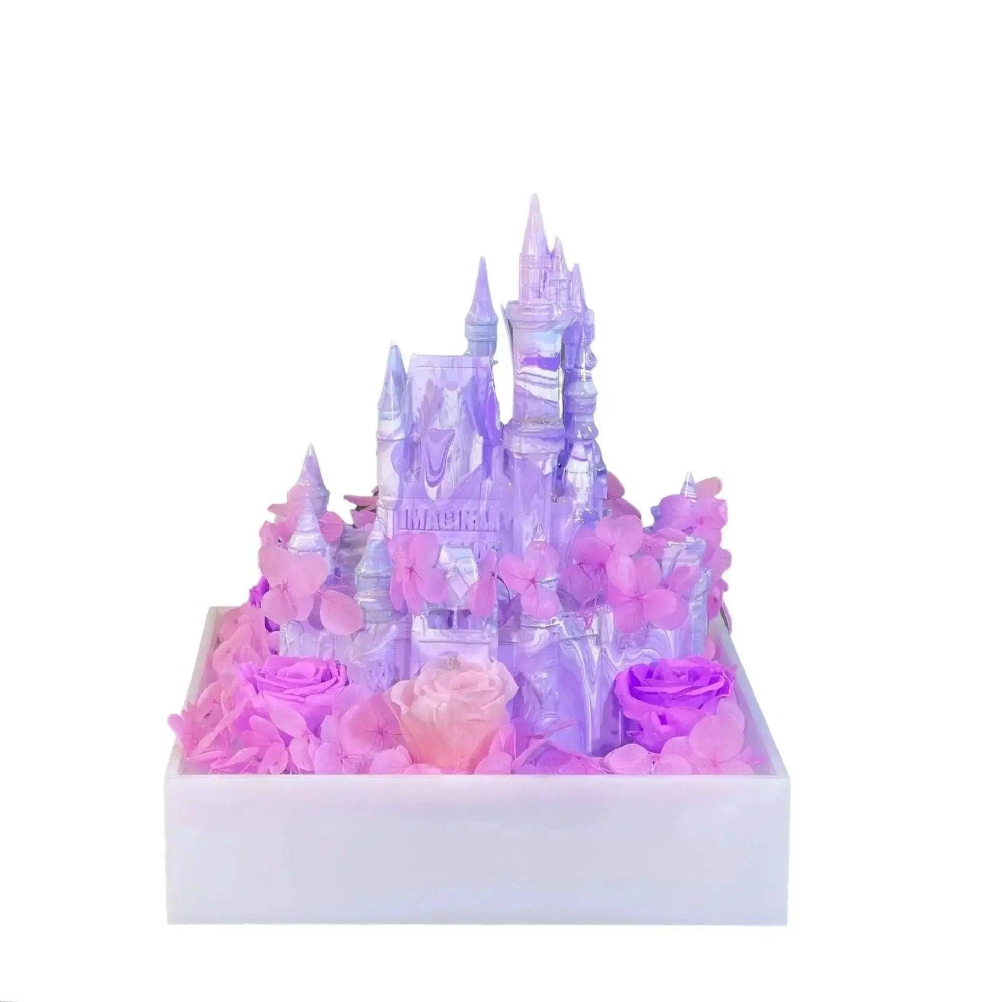 Purple Roses Castle: Enchanted Floral Art Masterpiece - Imaginary Worlds