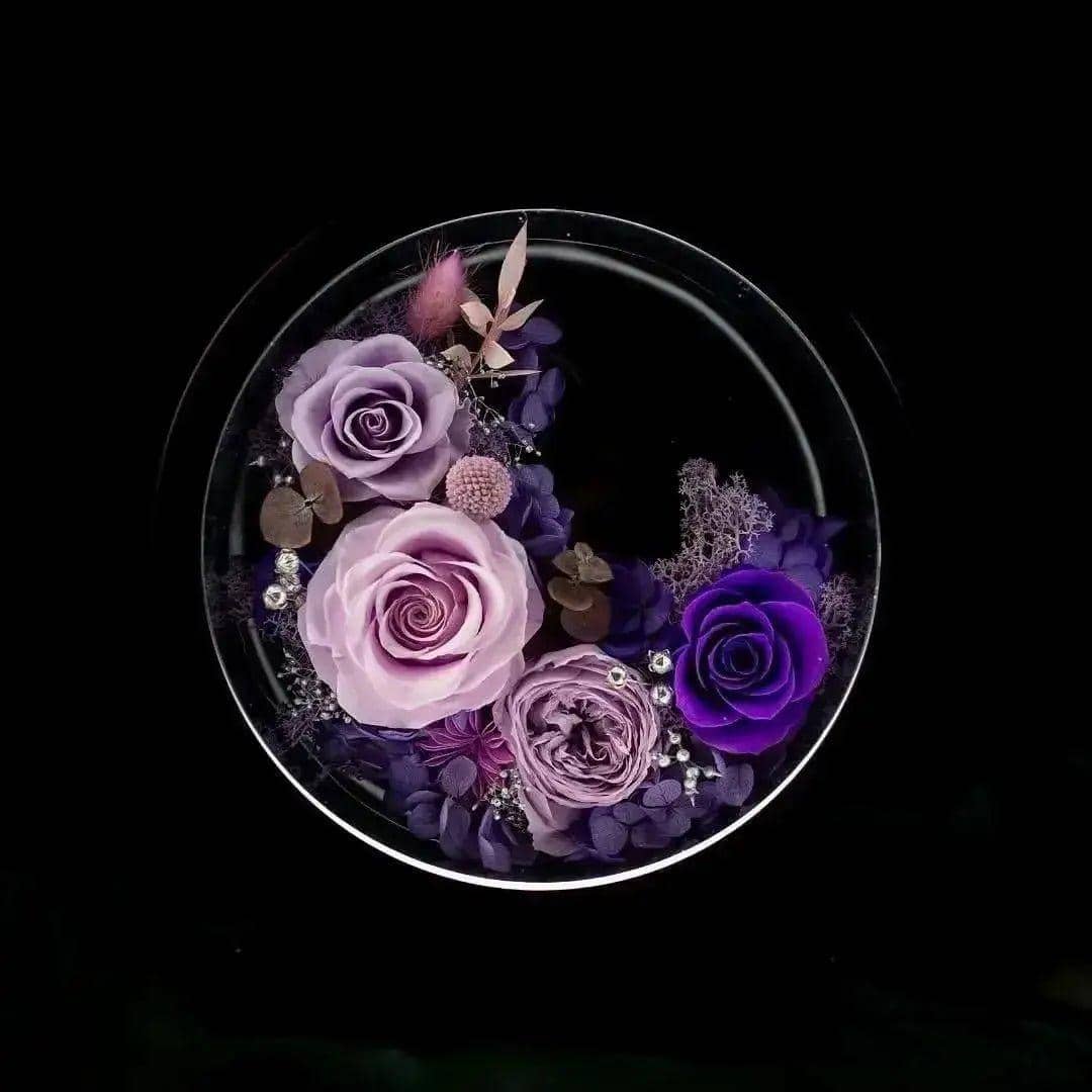 Round Elegance: The Imaginary Worlds Forever Rose and Hydrangea Flower Lamp - Imaginary Worlds