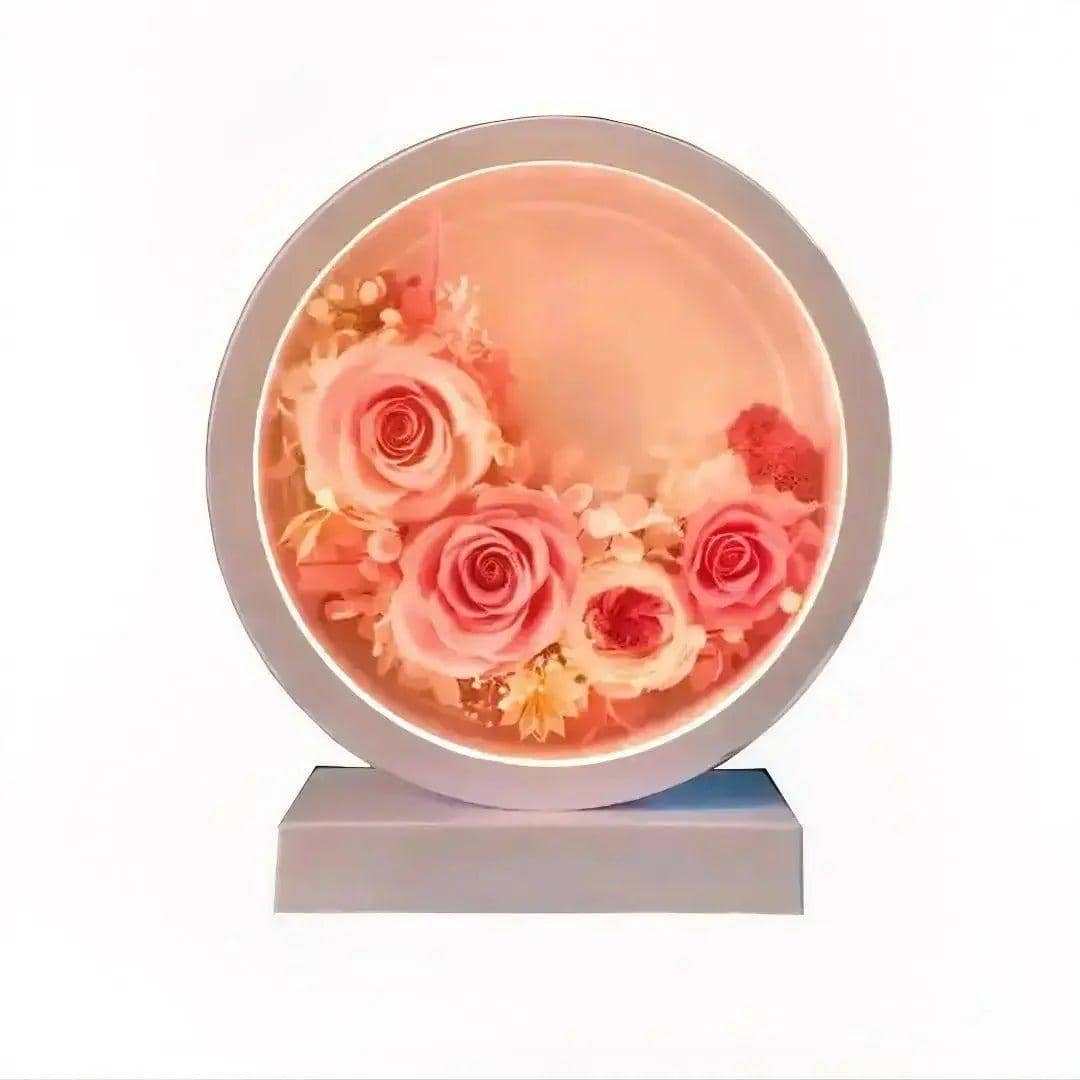 Round Elegance: The Imaginary Worlds Forever Rose and Hydrangea Flower Lamp - Imaginary Worlds