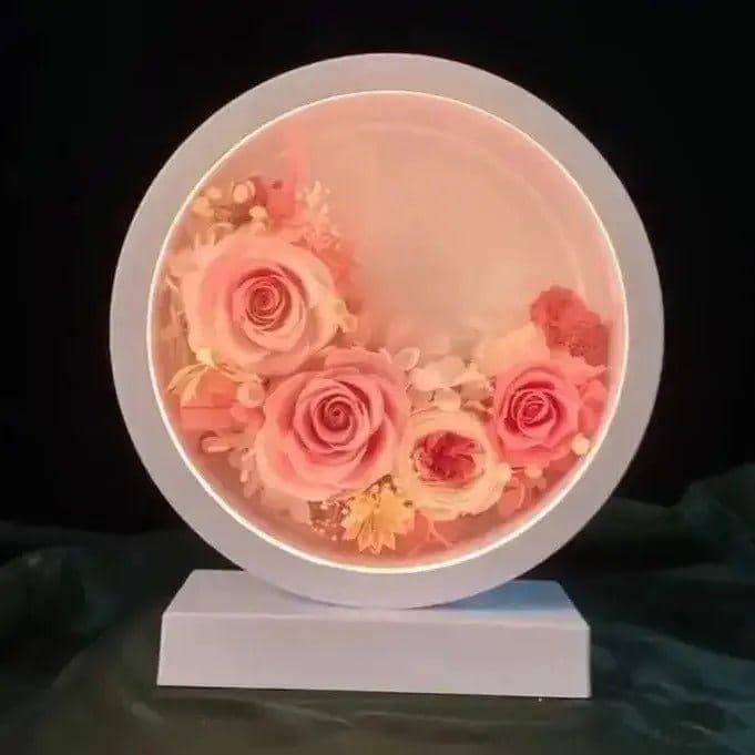 Round Elegance: The Imaginary Worlds Forever Rose and Hydrangea Flower Lamp - Imaginary Worlds