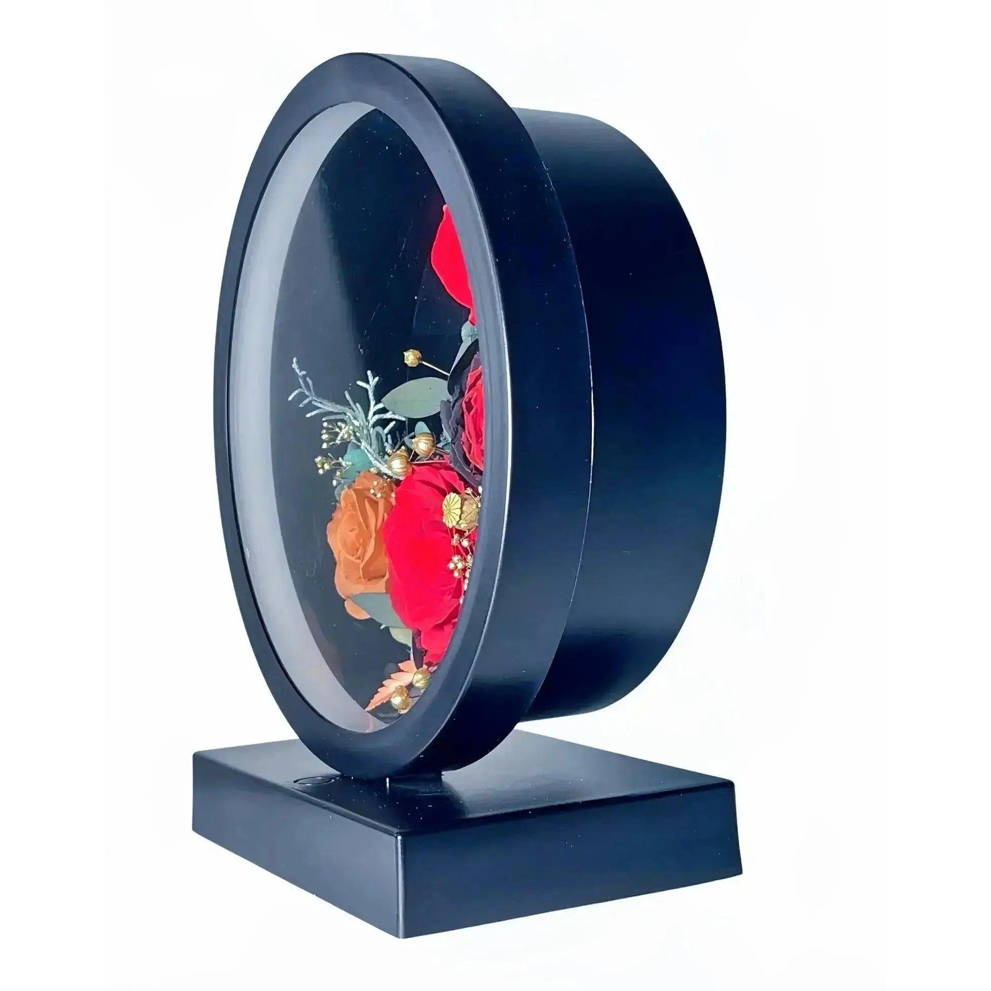 Round Elegance: The Imaginary Worlds Forever Rose and Hydrangea Flower Lamp - Imaginary Worlds