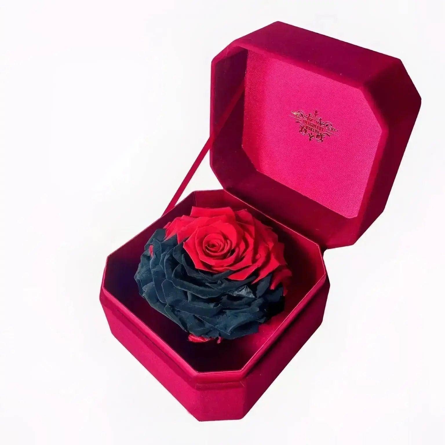 Single Rose Elegance: Luxurious Red Velvet Box Edition - Imaginary Worlds